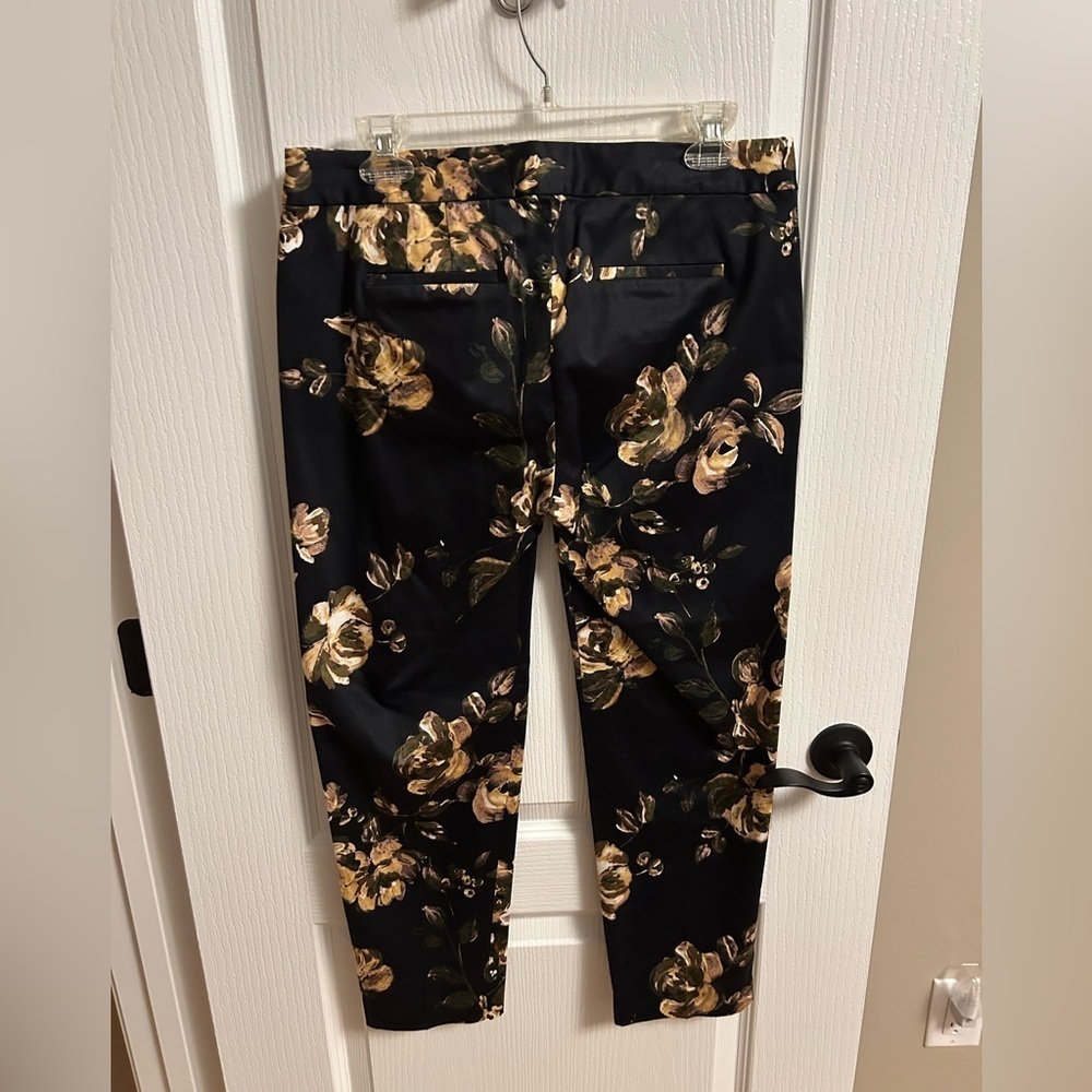 J. Crew Black and Gold Patterned Pants